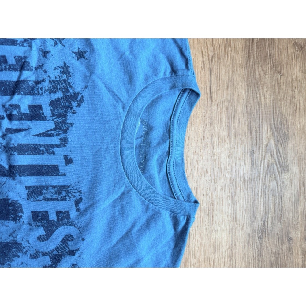 Grunt Style Blue Cotton USA Graphic Print Crew Neck Short Sleeve T-Shirt - Picture 3 of 5